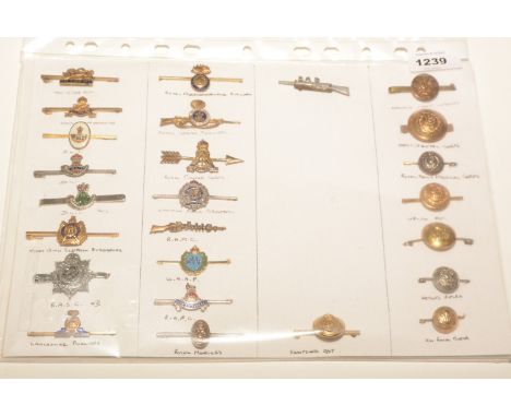 A collection of 25 sweetheart bar brooches, to include: King's Own, South Staffordshire Regiment, Durham Light Infantry, King