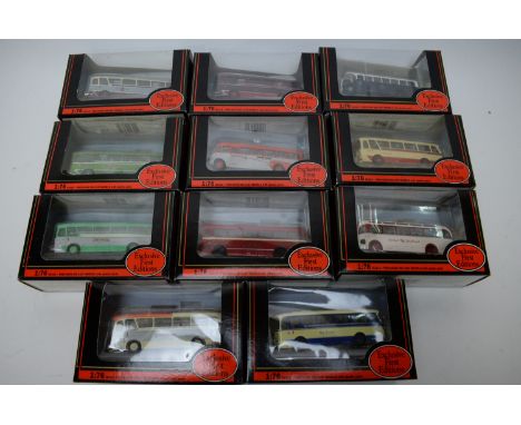 1:76 scale Exclusive First Editions diecast single-decker bus models, in display boxes. (11)