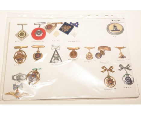 A collection of 17 British Military sweetheart brooches, to include: King's Royal Rifles, Royal Corps of Signals, East Lancas