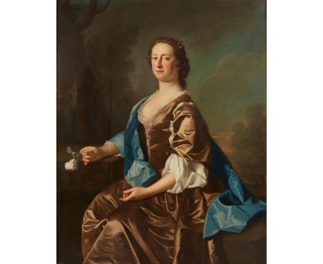 ALLAN RAMSAY (SCOTTISH 1713-1784) THREE QUARTER LENGTH PORTRAIT OF MRS RALPH FREMAN signed and dated 1750, oil on canvas(127c