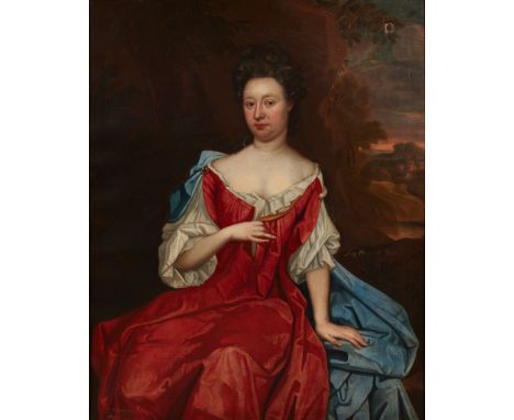ATTRIBUTED TO SIR JOHN MEDINA  THREE QUARTER LENGTH PORTRAIT OF LADY MARGARET HOPE - 1694 inscribed, oil on canvas(127cm x 10