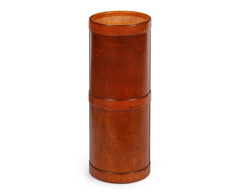 BROWN HIDE COVERED STICK STAND   LATE 20TH CENTURY of typical form, bearing impressed makers mark 'John Gray, London'(62cm hi