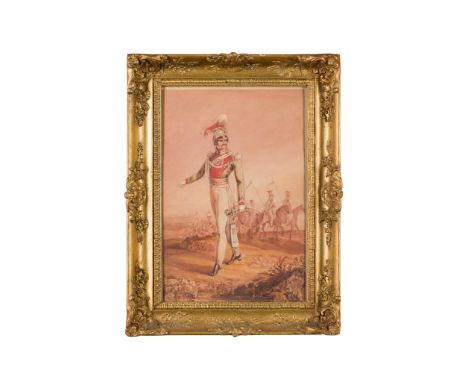 LADY WHEELER  PORTRAIT STUDY OF AN OFFICER IN THE UNIFORM OF THE SIXTEENTH LANCERS inscribed on contemporary label verso, wat