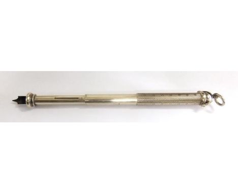 Sampson Morden Gilded Telescopic Propelling Pencil &amp; Ink Dip Pen with engine turned upper body, swivel suspension ring, s