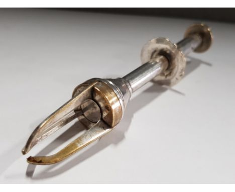 VINTAGE PICKLE PICKER WITH FANTASTIC ENAMELLED FLOWER ON PUSH BUTTON