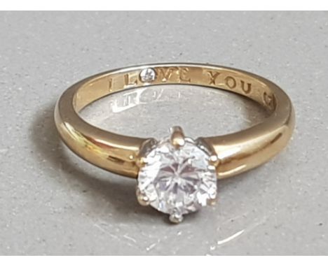9CT GOLD CZ SOLITAIRE RING 2.6G SIZE M1/2
