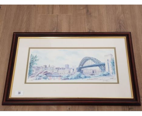 SIGNED PRINT OF NEWCASTLE TYNE BRIDGE BY JIM HARKER NUMBER 163/500