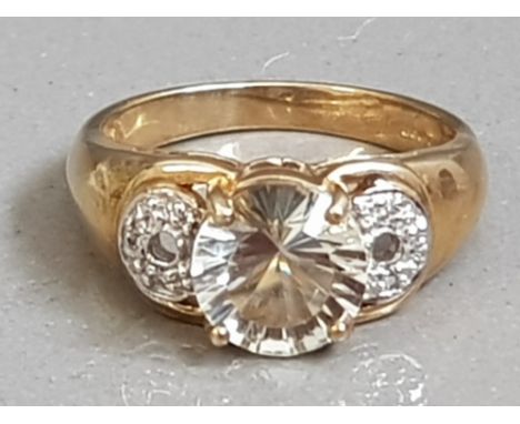 9CT GOLD CZ SOLITAIRE RING 3.8G SIZE N