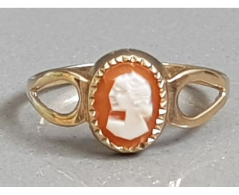 9CT GOLD CAMEO RING 1.2G SIZE M1/2