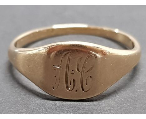 LARGE 9CT GOLD SIGNET RING, 3G SIZE T