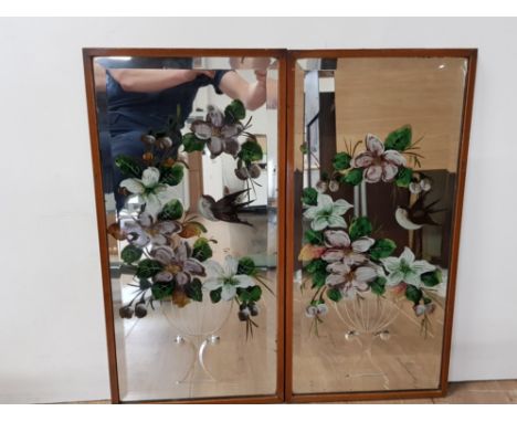 A PAIR OF VINTAGE MIRRORS WITH FLORAL DESIGNS