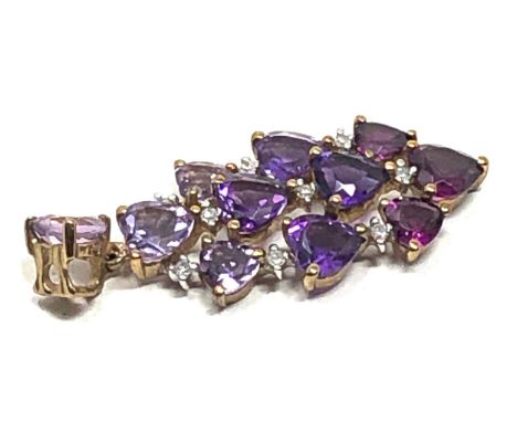 9ct gold amethyst, diamond &amp; garnet pendant (2.6g)