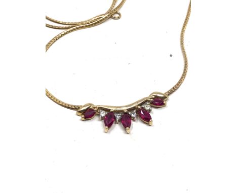 9ct gold ruby &amp; diamond pendant necklace (3.5g)
