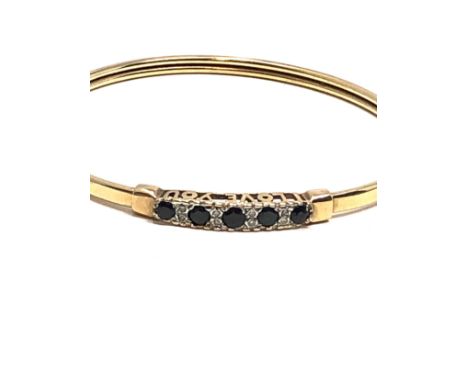 9ct gold vintage sapphire &amp; diamond bangle (6.1g)