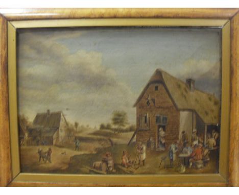 R DAVIS "Figures by an inn", oil on canvas, signed and dated 1852 lower left