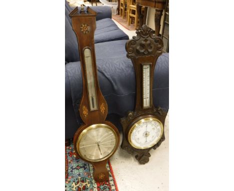 A Mahogany cased barometer and an Oak Barometer (both for restoration)