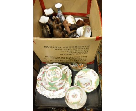 Large quantity of assorted china, glassware, treen etc to include part tea services, vases, Poole pottery vases, Wedgwood typ