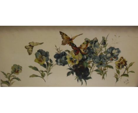 B A SUTCLIFFE "Butterflies and moths around flowers", oil on ceramic type panel, signed "BAS" and dated "1899" lower right