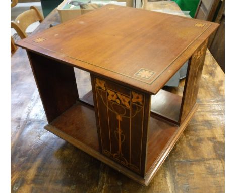 An early 20th Century mahogany and inlaid table top library bookcase in the Art Nouveau taste CONDITION REPORTS 36.5 cm wide 