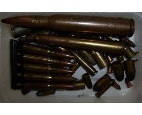 Selection of various assorted inert and collectable ammunition including pin fire Eley London 12mm rounds, drill rounds, 50ca