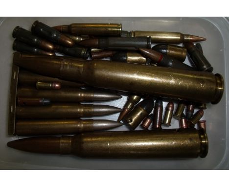 Selection of various assorted inert and collectable ammunition including pin fire Eley London 12mm rounds, drill rounds, 50ca