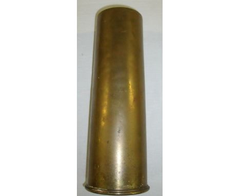 British WWI 18lb shell casing with the base stamped 1918 with various other stamp marks 29.5cm high 