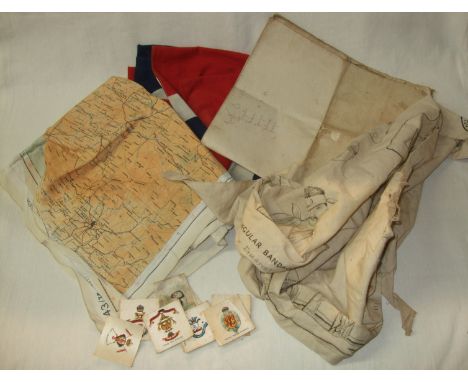 St Johns Ambulance Association bandage with directions, a selection of silk work maps including Portugal & Spain, a vintage B
