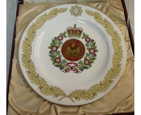 Cased Spode Cheshire Regiment Limited Edition plate with certificate signed by Colonel of the Regiment 