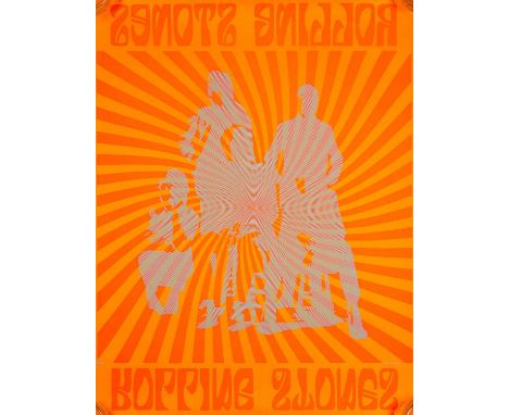 An original blacklight poster published in 1967 by Rick Charter with Rolling Stones design. An example of this poster is held