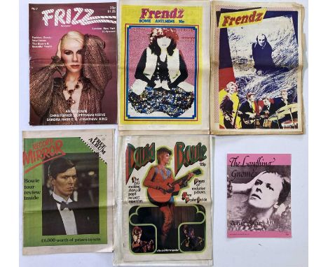 Collection of David Bowie memorabilia to include: nine c 1980s calendars to include official examples, 'The Laughing Gnome' s