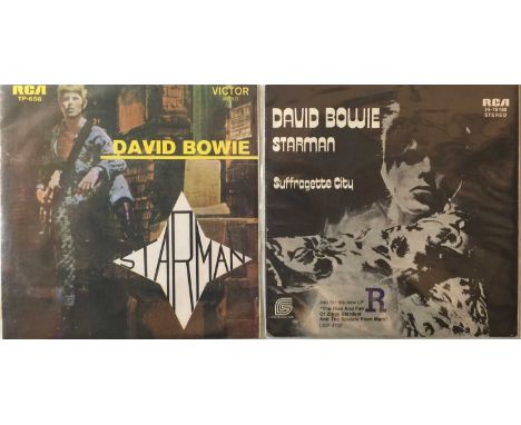 DAVID BOWIE - STARMAN 7" (GERMAN AND PORTUGUESE PICTURE SLEEVE RELEASES). Cracking pack of 2 x scarce German and Portuguese 7