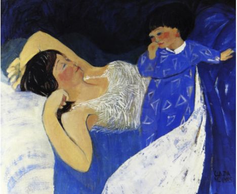 CLAUDIA WILLIAMS limited edition (89/200) colour lithograph, 1989 - mother and daughter, entitled 'Morning', signed, 40 x 45c