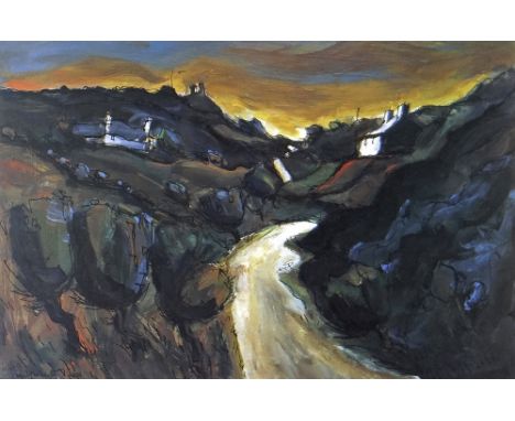WILF ROBERTS limited edition (24/200) colour print - landscape with cottages, signed, 26.5 x 38cms Provenance: private collec