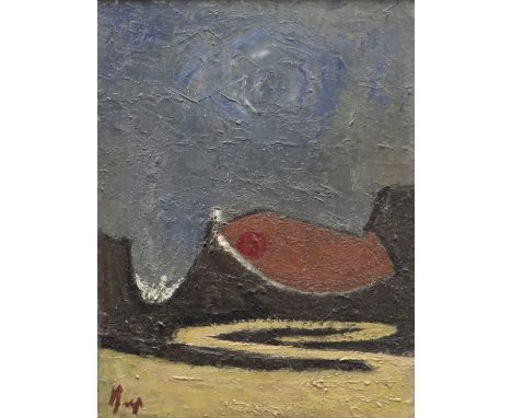 VICTOR NEEP oil on board - entitled verso on Contemporary Art Society of Wales label 'Beach', signed, 38 x 29cms Provenance: 