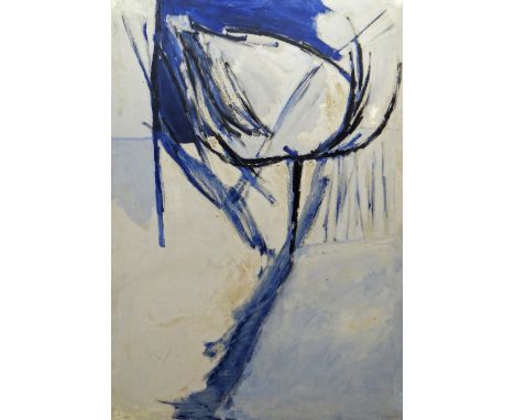 TOM NASH large oil on board - entitled verso on Contemporary Art Society for Wales exhibition label 'Landscape Form (Blue)', 