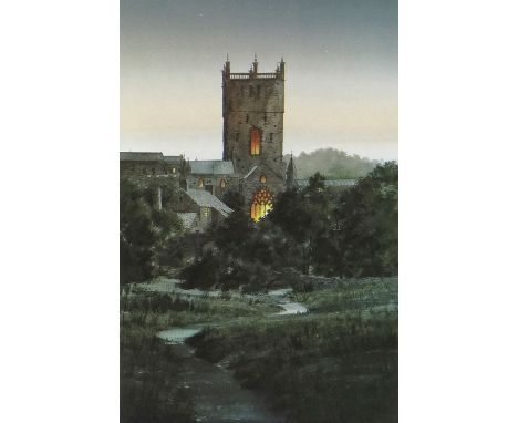 NAOMI TYDEMAN limited edition (172/300) colour print - St David's Cathedral at dusk, signed, 28.5 x 19.5cms Provenance: priva