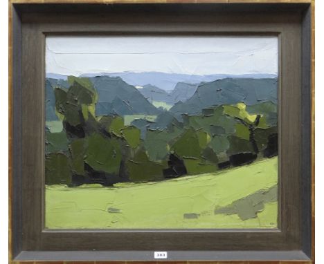 SIR KYFFIN WILLIAMS RA oil on canvas - entitled verso on Howard Roberts Gallery, Cardiff label 'Valley in the Dordogne', sign