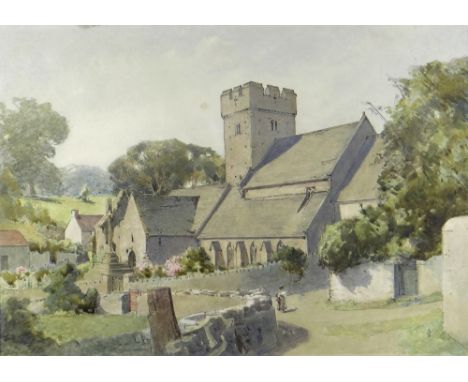 WILLIAM GRANT MURRAY watercolour - view of St Illtyd's Church, Llantwit Major, monogrammed, 36 x 51cms Provenance: private co