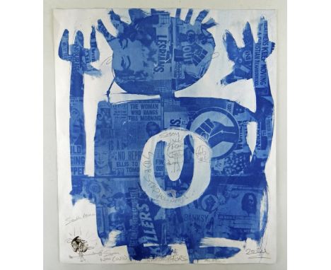 NEALE HOWELLS handmade cyanotype print with homemade negatives and pencil - entitled 'New Variant II', signed and dated 2021,