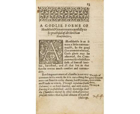 [?Cleaver (Robert)] A Godlie Forme of Householde Government: for the Ordering of Private Families...the severall duties of th