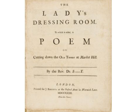 Scatology.- [Swift (Jonathan)] The Lady's Dressing Room, first edition, marginal water-stain, occasional other soiling and fo