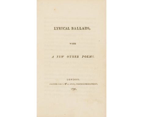 [Wordsworth (William) and Samuel Taylor Coleridge.] Lyrical Ballads, with a few other poems, first edition, second (London) i