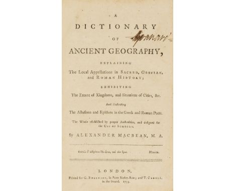 Johnson (Samuel).- Macbean (Alexander) A Dictionary of Ancient Geography, first edition, double column, from the library of t