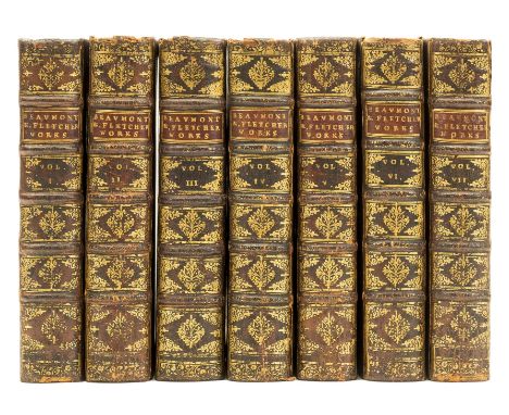 Beaumont (Francis) and John Fletcher. The Works, 7 vol., 2 engraved portraits and numerous plates, occasional browning, bookp