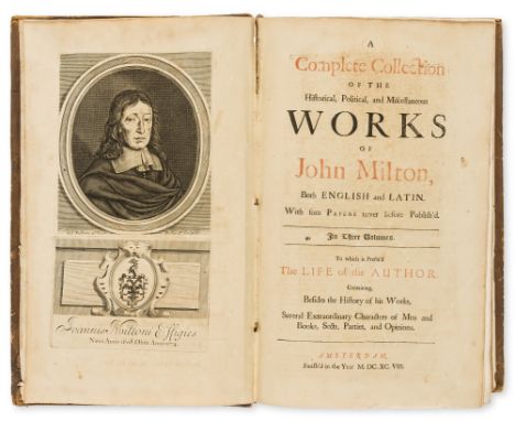 Milton (John) A Complete Collection of the Historical, Political and Miscellaneous Works, 3 vol., engraved portrait frontispi