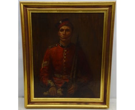 19th century school, portrait of Samuel John Foster, Grenadier Guards, oil on canvas, 50 x 40cm, gilt frame Condition Report 