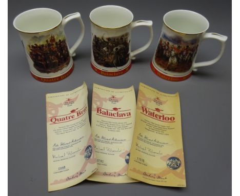 Three Danbury Mint limited edition tankards in the Great Battles of the British Army Collection comprising Balaclava No.742, 