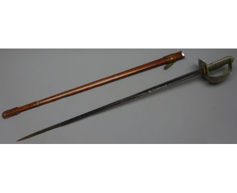  British infantry officers sword, 81.3cm steel blade inscribed W. Anderson Military Outfitters York, pierced basket hilt and 