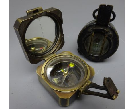 TG.Co. Ltd. Mark III Military compass, black japanned brass case stamped with Crows foot No.B277148, 1944, D5,5cm and a brass