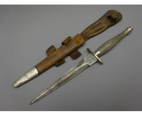 Fairbairn Sykes 1st Pattern Fighting Knife, 16.5cm twin edged blade, forte etched 'Wilkinson Sword Co. London, The F-S Fighti